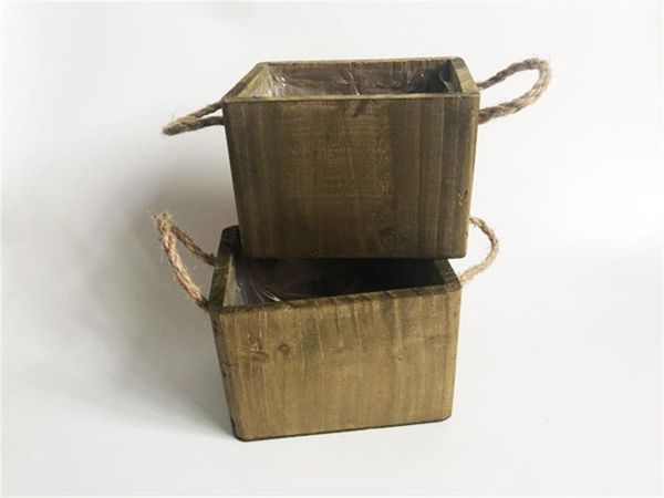 

d13xh9cm small mini flower pot cute planter wood box diy succulent pots