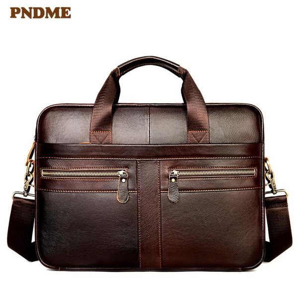 

briefcases casual vintage genuine leather men's handbag briefcase business computer bag first layer cowhide travel shoulder messenger