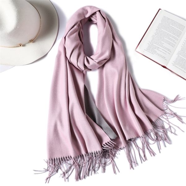 

brand winter scarf for women fashion double side colors lady cashmere scarves pashmina shawls and wraps warm bandana hijabs 201023, Blue;gray