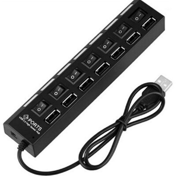 

hubs 7 ports 2.0 usb hub powered adapter for computer pc lapwith on/off switch1