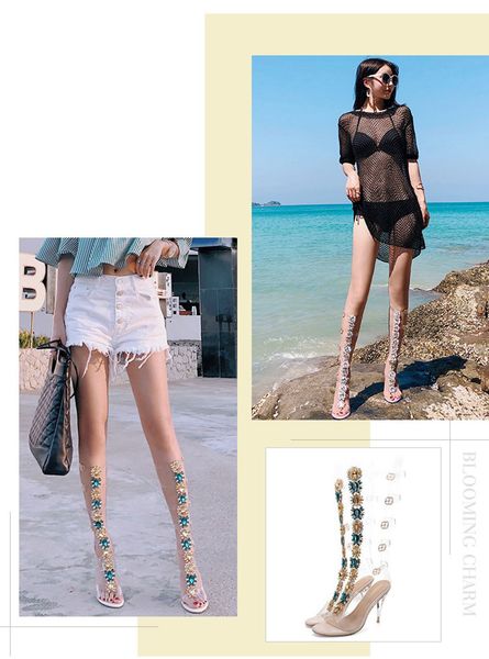 

88high heels roman shoes sandal slipper boots women flower animals summer slide summer fashion long flat slippery high heels sandal slipper, Black