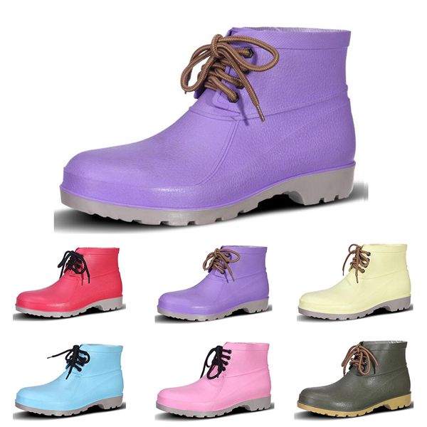 

no-brand rain boots low labor insurance shoes steel toe cap black yellow pink red purple dark green men shoes 38-44