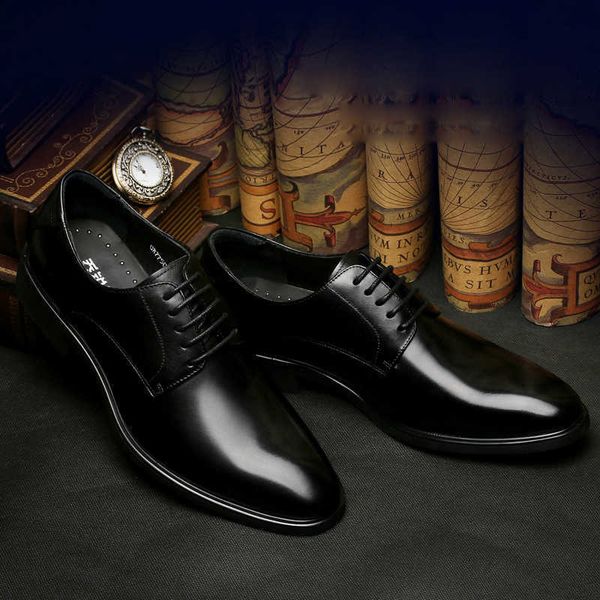 

men's business dress men's korean version pointed black small leather british trend large lace up wedding shoes