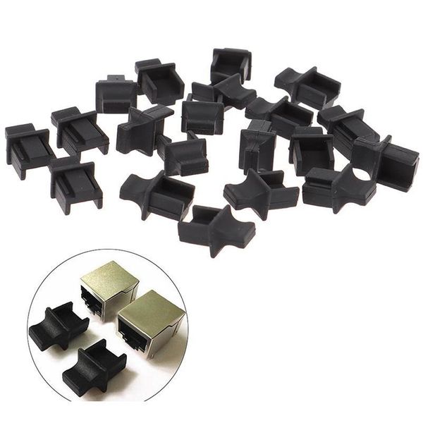 

20pcs rj45 protective soft rubber cover network connector end cover router connection end d jlllwf