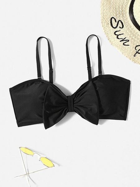 

plus bow decor bikini 02l6#, Black