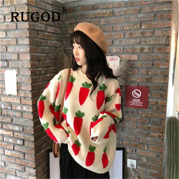

rugod korean style o-neck sweater women 2020 sweater autumn and winter carrot knitted pullovers casual lady truien dames1, White;black