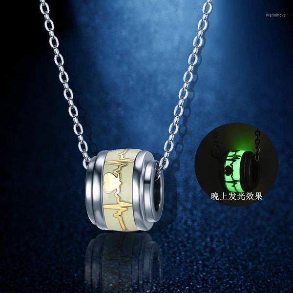

Titanium couple pendant fresh creative electrocardiogram luminous necklace fashion necklace women1, Silver