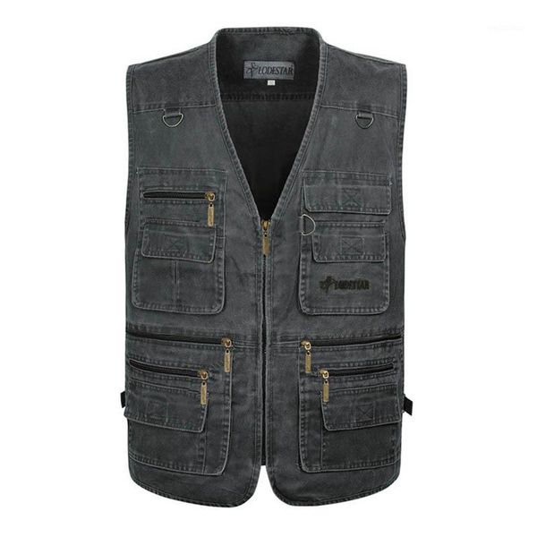 

cotton vests male with many pockets work vest pgrapher casual sleeveless jacket reporter baggy waistcoat xl-7xl plus size1, Black;white