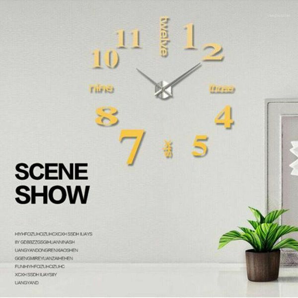 

wall clocks modern diy large clock 3d mirror surface sticker home office room decor1