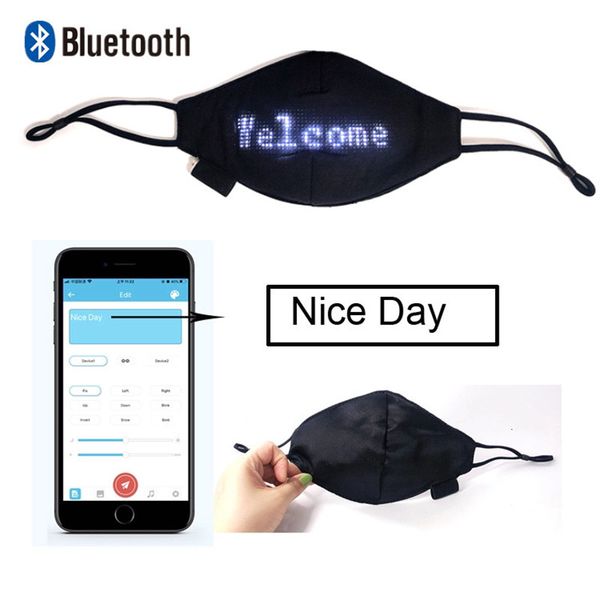 

luminous bluetooth programmable light led face for mask men women rave mask music party christmas halloween light up mas