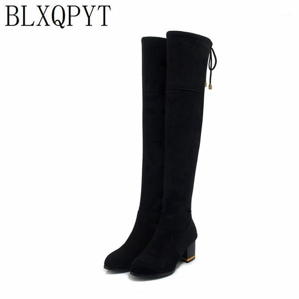 

blxqpyt big size 34-48 for women high heels over knee boots autumn warm winter shoes round toe platform knight boots08-231, Black