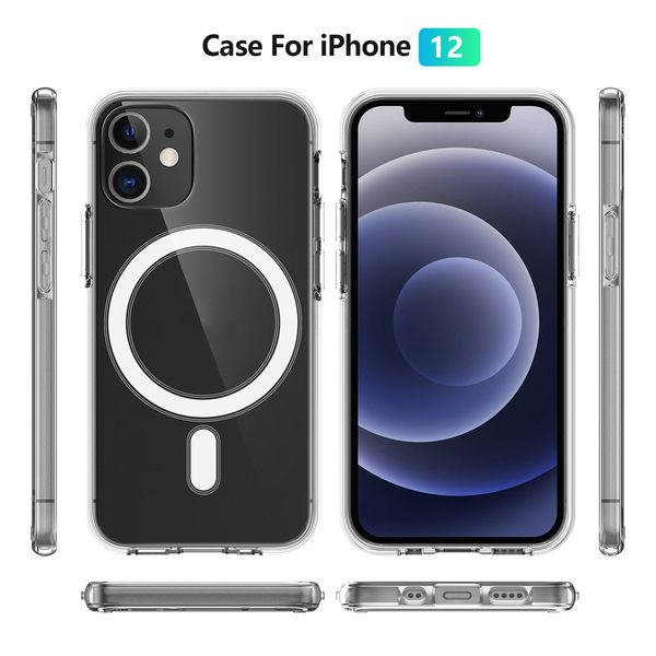 

magnetic case for iphone 12 mini protective case for iphone 12 11 pro max mini wireless charger designer transparent thin capa coque funda