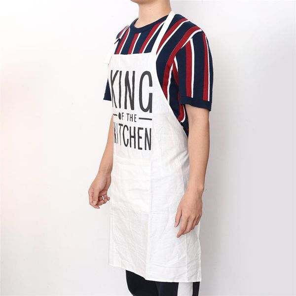 

2pcs simple stylish couple aprons letter printing cotton kitchen cooking aprons king of kitchen queen of kitchen apron a35 wmtsgt xhhair