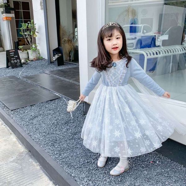 

children's autumn and winter new thickened long sve gauze skirt girl's princs aisha drs, Red;yellow