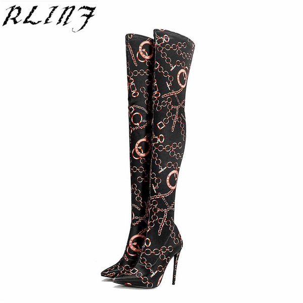

boots rlinf women over the knee high heel stiletto high-heeled boots..., Black