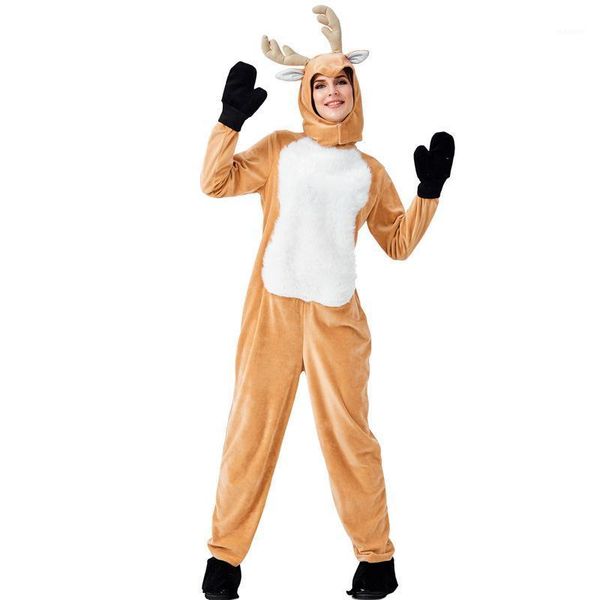 

women santa claus elk costume christmas new year xmas brown jumpsuit fancy dress1, Silver