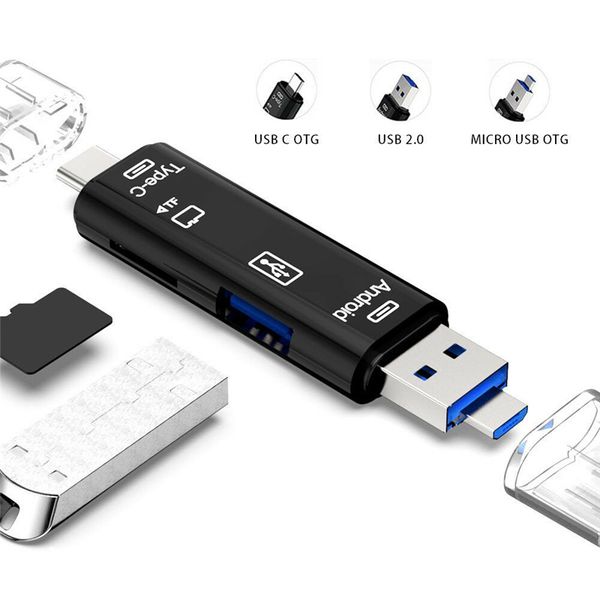 

2021 new usb3.1 high speed card reader mobile phone otg card reader multi-function card reader micro-usb 31 type-c tf adapter for android pc