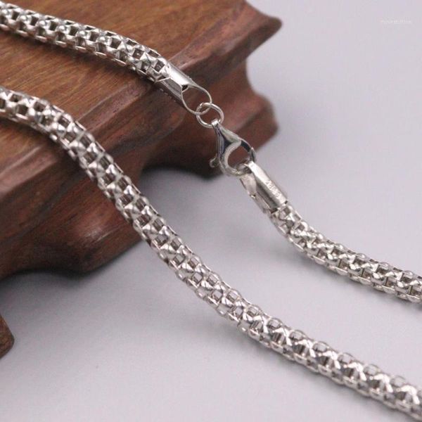 

pure 925 sterling silver necklace 4mm popcorn link chain necklace new 17.71''l for man about 15g1