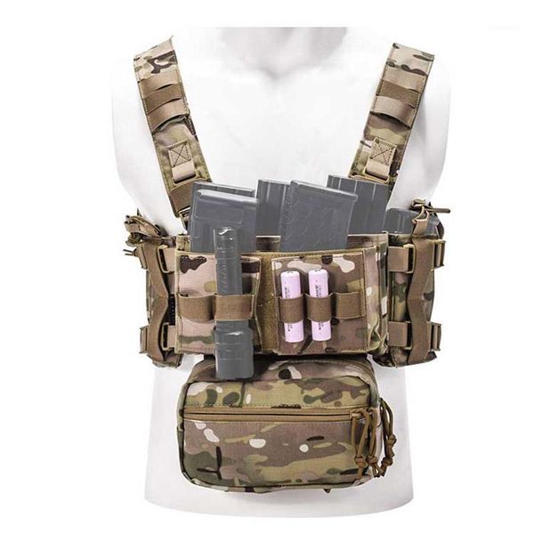 

hunting jackets tactical chest rig molle outdoor vest carrier with tool magazine pouch camping accessories1, Camo;black