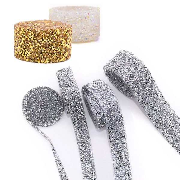

1 yard shiny rhinestones banding fix adhesive rhinestone tape sewing trims crystal motif for diy hats shoes garment supplies