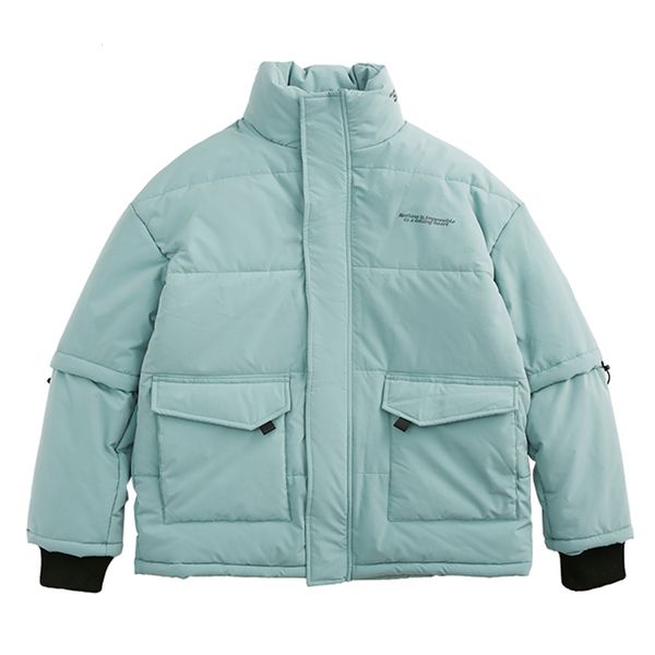 

2021 new hip hop streetwear parkas men patchwork pockets thick padded jackets harajuku windbreaker zipper jacket coat winter outwear htna, Black