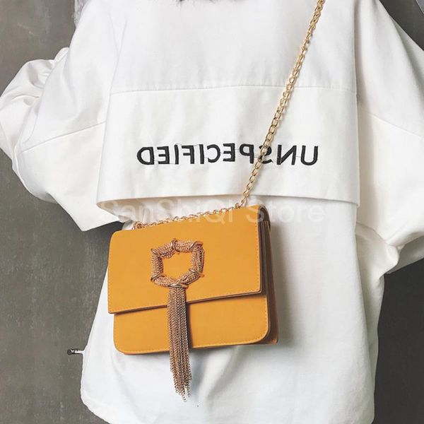 

women's designer handbag 2020 retro fashion quality matte leather women bag tassel chain shoulder messenger bag crossbody bags