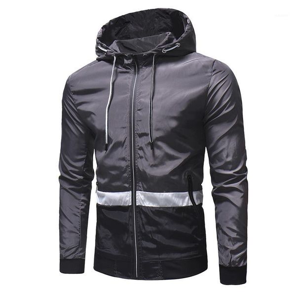 

spring and autumn new jacket men fashion slim casual stitching hooded thin coat long sleeve zipper jacket men's 1, Black;brown