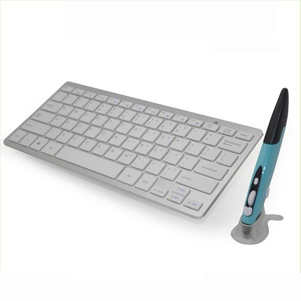 

2.4g wireless keyboard and mouse combo touch pen mouse & modern keyboard combo km-808 white + blue pen
