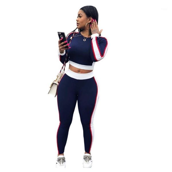 

two piece set fashion autumn tracksuit women full sweat suits long sleeve crop pants jpgging sets for women1, Gray