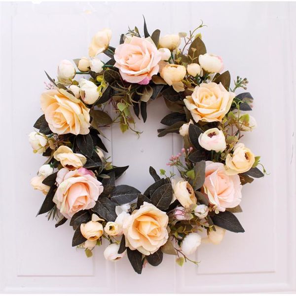 

artificial flowers garland wedding rose flowers wreaths hanging wall christmas door decoration wreath guirnalda navidad1