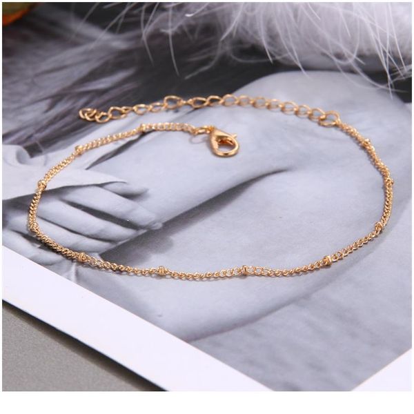 

iparam summer simple silver color bead chain anklet bohemian vintage footwear leg bracelets 2020 female foot qylnmp, Red;blue