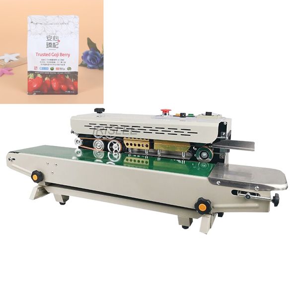 Folienversiegelungsmaschine Automatische Heißsiegelmaschine Verbundfolienbeutel-Bandversiegelung mit Förderband oder Aluminiumfolien-Papierversiegelungsmaschine