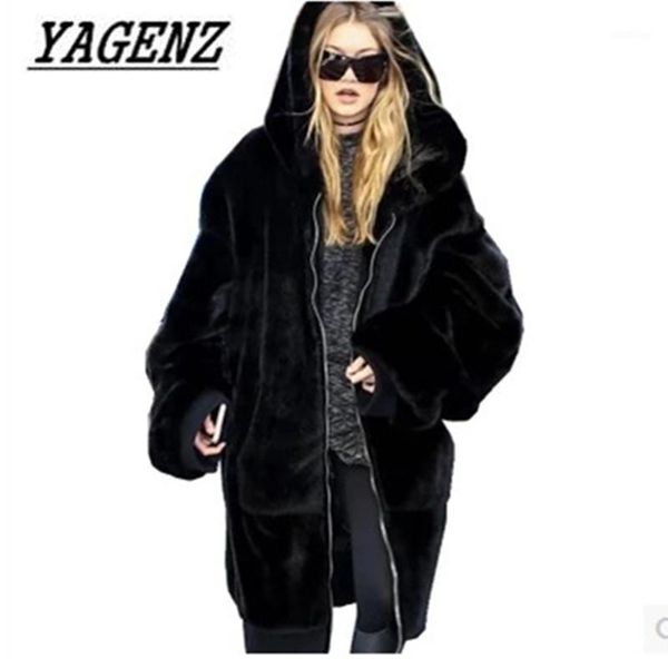 

women's fur & faux 2021 winter coats black gray women warm casual loose jacket hooded overcoats fashion thicken long coats1