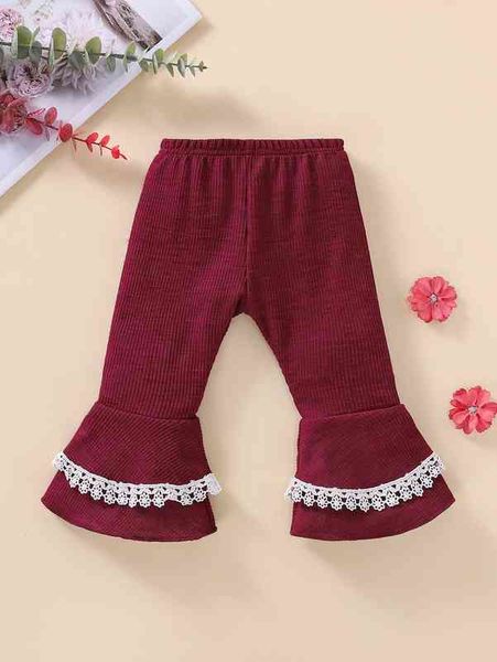 

baby lace trim flare leg pants she, Blue