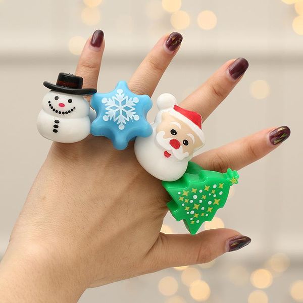 

christmas gift merry christms party finger lights santa claus snowflake xmas tree snowman ring children finger toys natal gift bbyunv