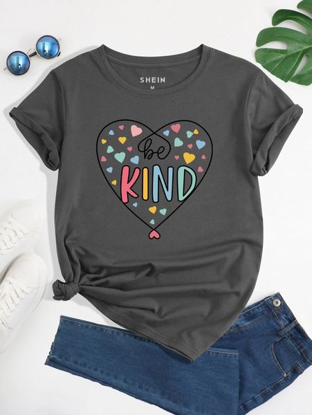 

heart & slogan graphic tee 918j#, White