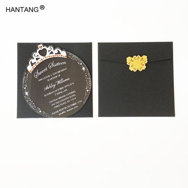 

150x170mm round princess crown shape clear acrylic birthday invitation card sweet sixteen invitation card 100pcs per lot