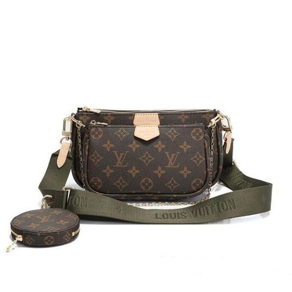 

2020 designer luxury purse handbag women shoulder l flower 3 pcs women chain strap shoulder pruses bag t6