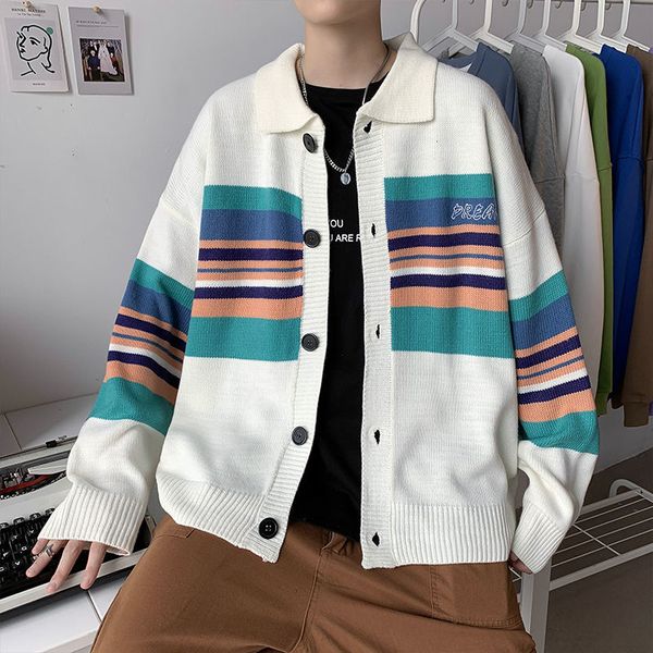

men's jersey 2021 autumn thin new knitted long-sleeve cardigan sweater fashion youth clothes 7quy, White;black
