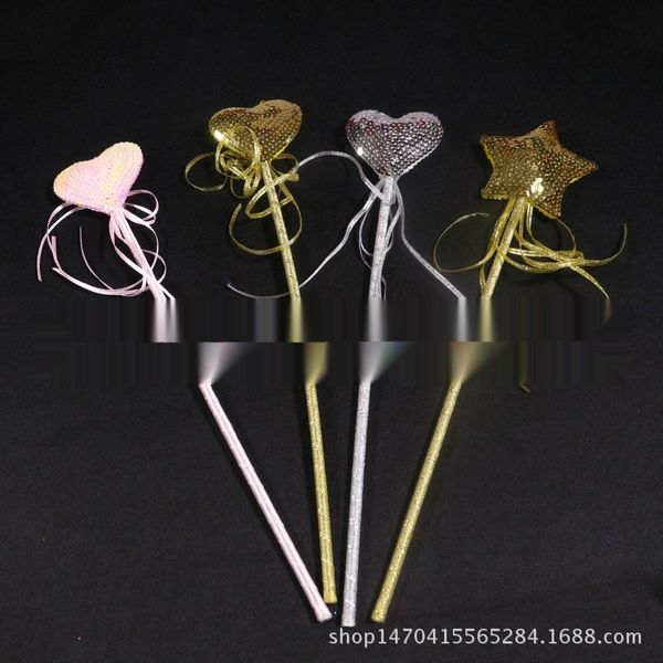 

zqdoi halloween masquerade fairy peach heart hand prop wand angel trigeminal wand magic five-star sequined props fight b9ub5