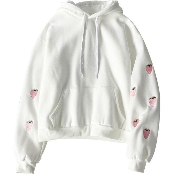 

harajuku strawberry embroidery lavender pink sweatshirt autumn winter women kawaii loose long sleeves oversized hoodies xxl lj201103, Black
