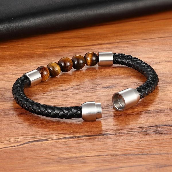 

xqni 618 big promotion неоготической личности сочетание мужской кожаный браслет природных тигровый глаз камень низкая цена уникальный подаро, Golden;silver