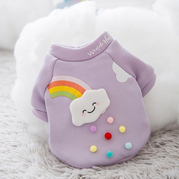 

dog apparel pet clothes cartoon clothings dogs hoodies super small clothing cute rainbow clouds print autumn winter purple ropa perro