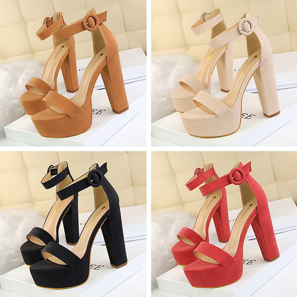 

1550-1dress shoes famous designer wedding banquet party high heels nightclub women's shoes open toe belt buckle european and american s, Black