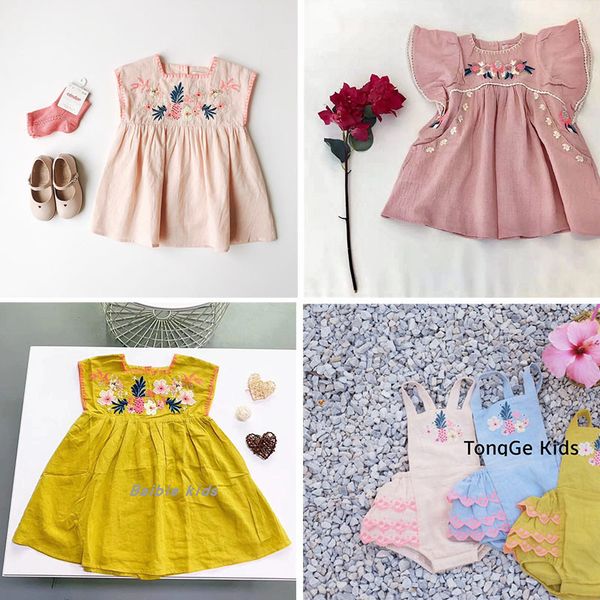 

boutique exquisite embroidered dress children's summer beautiful dress baby girl floral dress fashion luxury toddler dresses t200624, Red;yellow