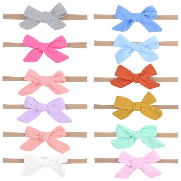 

newborn kids small mini grosgrain ribbon bow tie headband girls diy elastic thin head bandsturban headwear hair accessories q sqceam