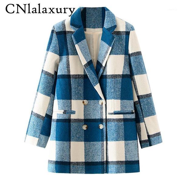 

single breasted retro plaid woolen blazer feminino long sleeve office lady blazers 2020 women outerwear loose suit jacket coats1, White;black