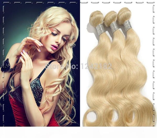 

613 bleach blonde hair 5a+ brazilian virgin har body wave human hai weaves 100g pc double drawn,no shedding,tangle free, Black