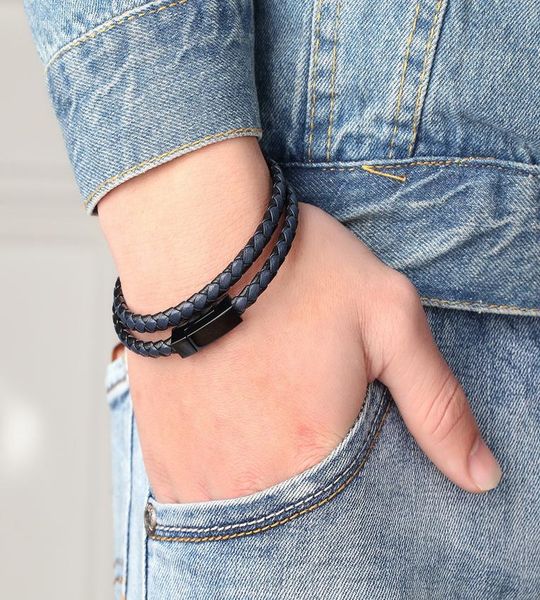 

xqni цепь браслет людей неподдельная кожаные браслеты мода кожаный браслет для женщин мужской магнит из нержавеющей стали rope браслеты qylo, Golden;silver