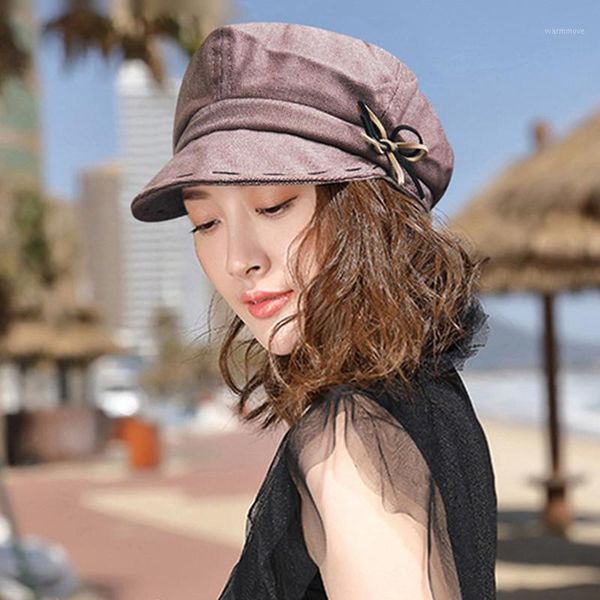 

xdanqinx women's retro fashion newsboy cap novelty youth female hats 2020 new bow headdress decoration simple vintage beret hat1, Blue;gray